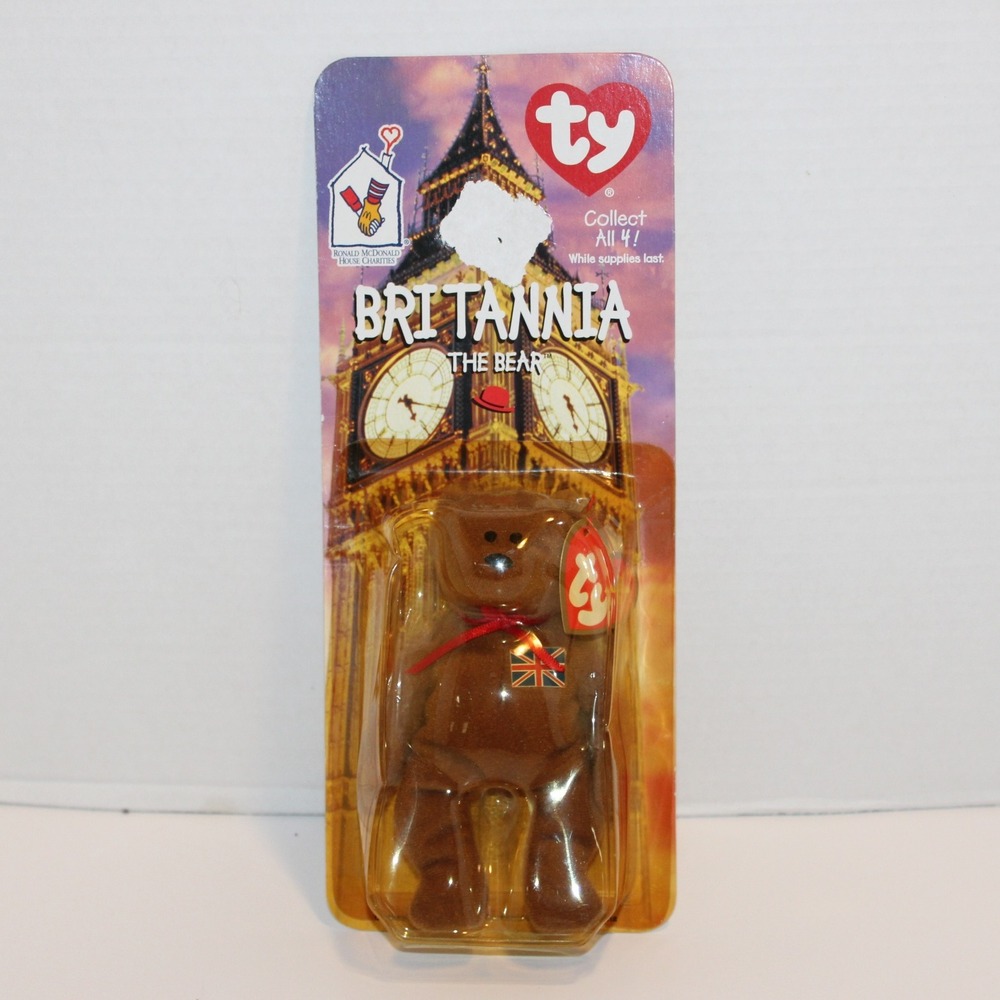 Ty McDonalds Teenie Beanie 1999 Britannia the Bear UK Flag Collectible Plush